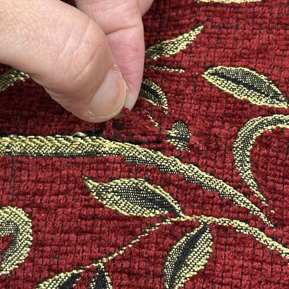 90s Vtg Tantrums Jacket Women Large Red Gold Tapestry Sequin Blazer Wearable Art - Picture 9 of 13